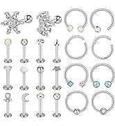 ONESING 12-25 Pcs 16G Tragus Earrings for Women Men Cartilage Earrings Labret Stud Tragus Piercin...