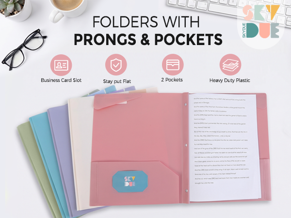 folders with pocket and prongs