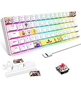 60% RGB Gaming Keyboard Mechanical with 9 Dye Sublimation Keycap,Red Switch,Compact 62 Keys,18 LE...