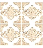 20pcs(4 Pack) Wood Appliques Decorative Carved Onlays, Wooden Carved Appliques DIY Decoration for...