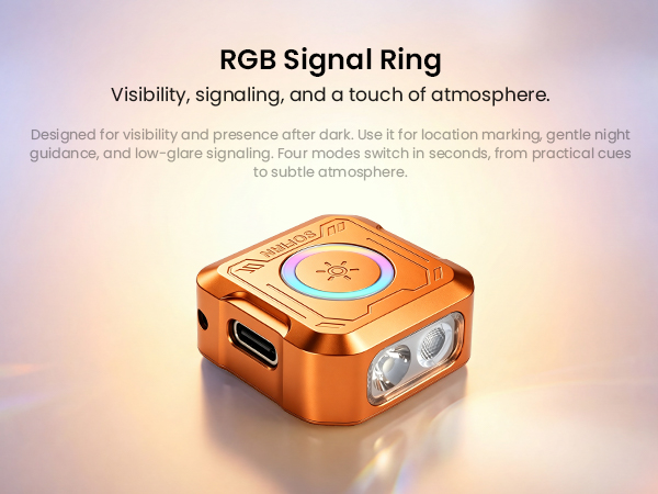 RGB signal ring for location marking, gentle night guidance, and low-glare signaling