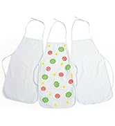 Colorations Blank Canvas Aprons for Kids, White Canvas Aprons, Set of 12, Hook &amp; Loop Closure, No...