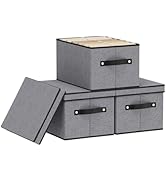 YheenLf Fabric Storage Boxes, 7.1 x 9.1 x 13 Inch Baskets for Shelves with Lids, Wardrobe Organis...