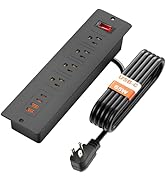 QBA Recessed Power Strip with USB-C 65W, 4 Outlets 2 USB-C &amp; 2 USB-A Ports, Mountable Desk Outlet...