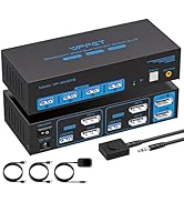 4K@144Hz Displayport KVM Switch 2 Monitors 2 Computers USB3.0 KVM Switch Dual Monitor for 2 Compu...