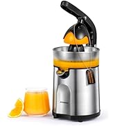 Amzpass Electric Orange Juicer, Citrus Juicer Squeezer with 2 Interchangeable Cones, 160W Electri...
