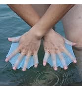 2Pcs Blue Silicone Swim Gear Fins Hand Webbed Flippers Training Glove Fingers Hand Palm Webbed Fl...