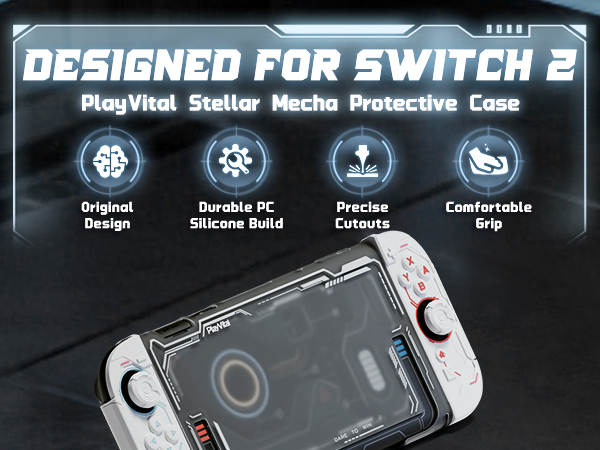 PlayVital Protective Case for Nintendo Switch 2, Stellar Mecha Ergonomic Cover