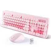 LAMA Colorful Wireless Keyboard and Mouse Combo, Full-Sized Bluetooth Round Keyboard, Adjustable ...