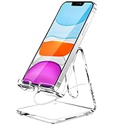 Crpich Acrylic Cell Phone Stand, Portable Phone Holder, Clear Phone Stand for Desk, Compatible wi...