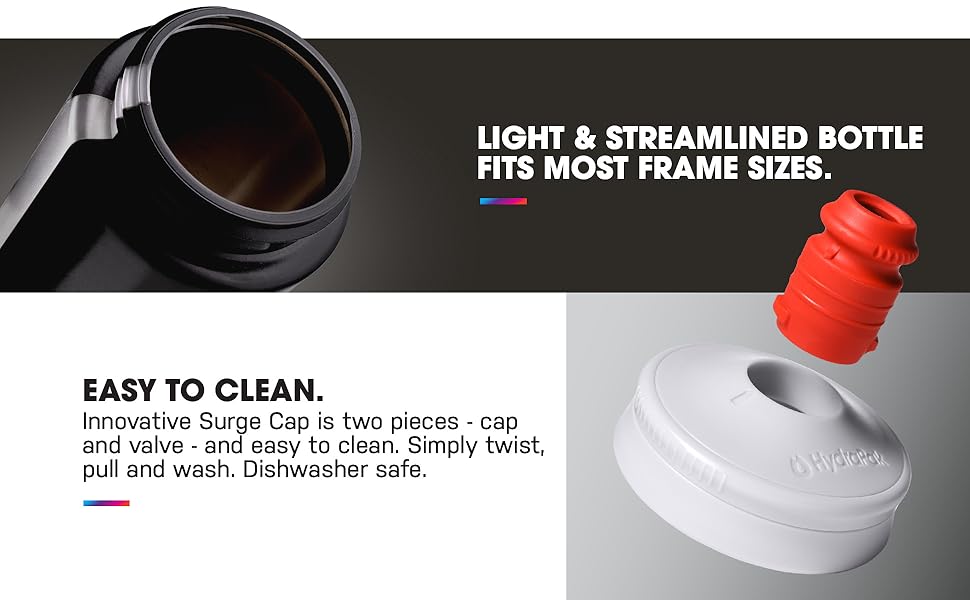 Innovative Surge Cap is two pieces - cap and valve - and easy to clean. Simply twist, pull and wash.