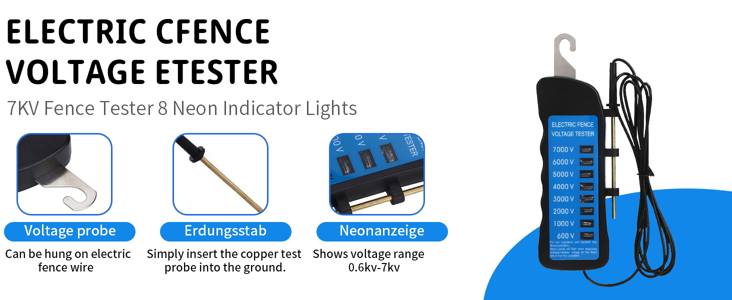 7KV Fence Tester 8 Neon Indicator Lights