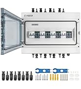 PJERJZN Solar Combiner Box 4-in-4-Out 40A Circuit Breaker with Surge Protector PV Combiner Box Wa...