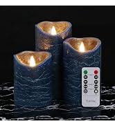 Navy Flameless Candles with Remote, Real Wax Battery Operated LED Candles | Flickering Flameless ...