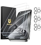 UNBREAKcable iPhone 15 Pro Max Screen Protector 3-Pack, 3 Tempered Glass + 3 Camera Lens Protecto...