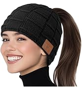 Bluetooth Beanie Hat, Women Rechargeable Headphone Beanie Cap, Windproof Winter Knit Cap, Crystal...