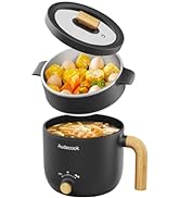 Audecook Hot Pot Electric with Steamer, 1.5L Portable Nonstick Rapid Ramen Cooker, Travel Electri...