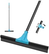 NEWE Floor Squeegee Broom with 18’’ Heavy Duty Rubber Scraper and 58.3’’ Telescopic Long Handle f...