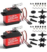 Miuzei 2Pcs 25KG High Torque RC Servo, Waterproof Servo Motor Compatible with 1/6, 1/8, 1/10, 1/1...