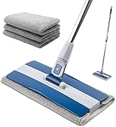 DSV Standard Professional Floor Mop with 3 Extra Microfiber Washable Pads, Adjustable Pole, Dry &amp;...