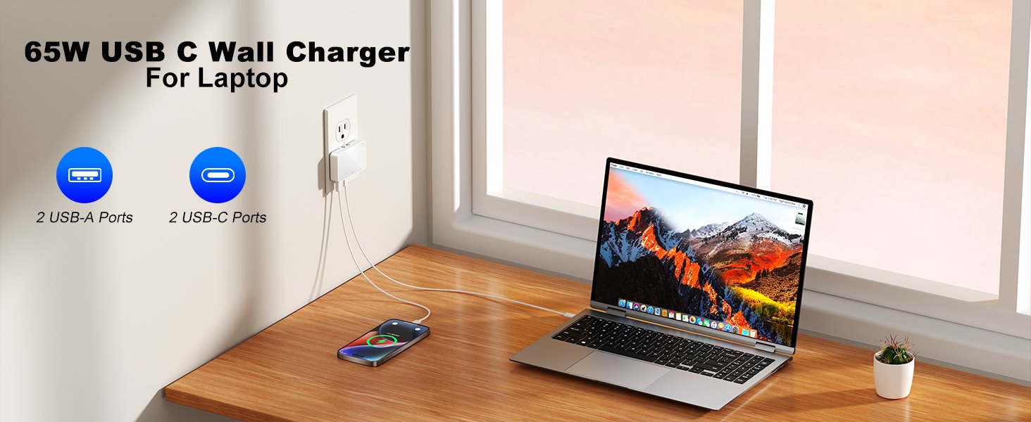 65W USB C Wall Charger For Laptop
