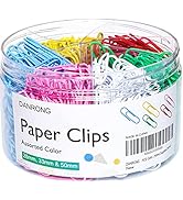 DANRONG 520 PCS Colored Paper Clips Assorted Sizes, Small Medium and Large (1.1", 1.3" & 2"), Col...
