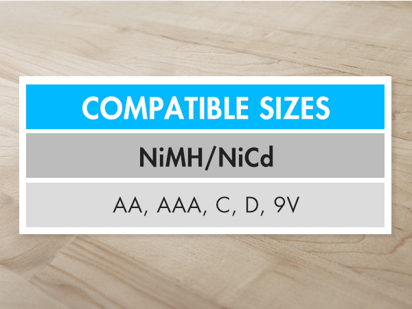 Compatible with AA, AAA, C, D, and 9V size batteries