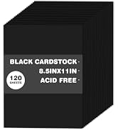 120 Sheets Cardstock 8.5x11, 65lb Black Card Stock, Black Construction Paper, 180gsm Thick Printe...