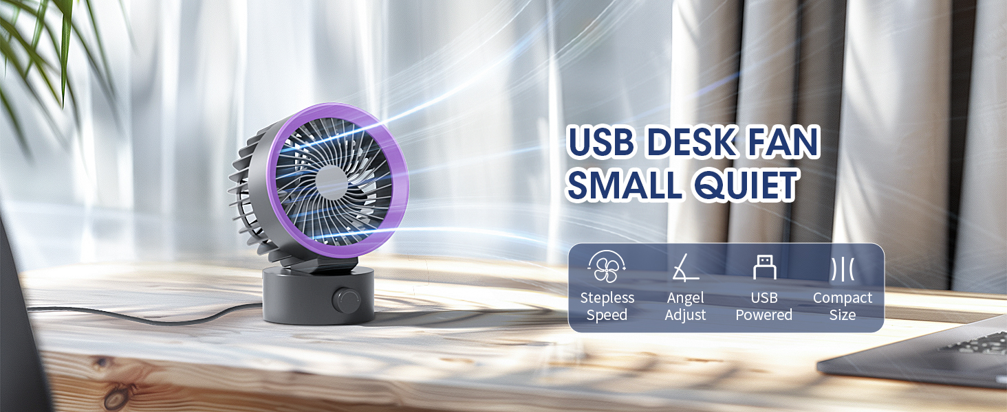 USB Desk Fan Small Quiet