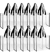 Suwimut 12 Pack Clear Tote Bags Stadium Approved, Transparent PVC Shoulder Handbag for Women, Cle...