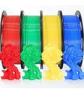 BBLIFE 1.75mm 3D Printer PLA Filament 4 in 1 Bundle: Red, Blue, Yellow, Green, 4 Bright Colors Pa...