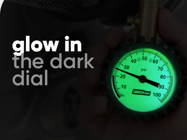 glow in the dark dial air pressure gauge