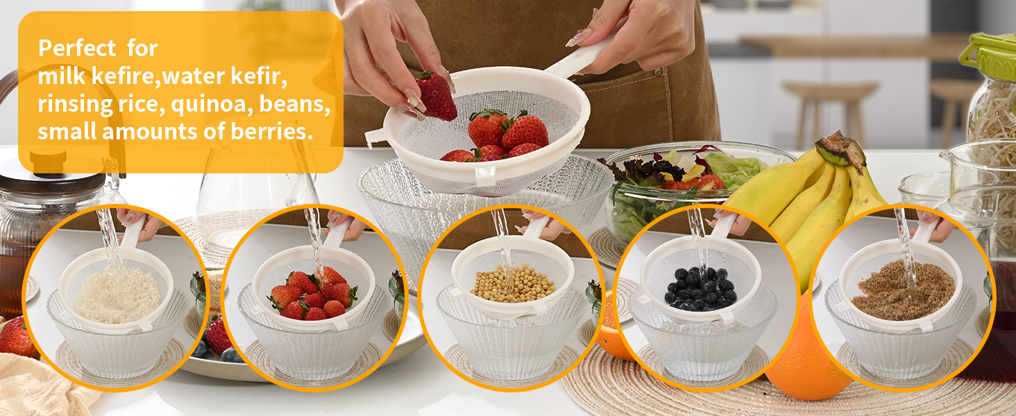 strainer milk kefire and water kefir, for rinsing rice, quinoa, beans, small amounts of berries
