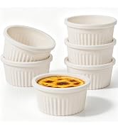 Vinino 4 Oz Silicone Ramekins with Reinforced Frame, 6 Pack Souffle Cups | Shatterproof Creme Bru...