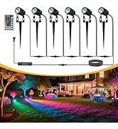 L LOHAS LED RGB Dusk to Dawn Low Voltage Landscape Lighting, IP65 Outdoor Spotlight with Transfor...