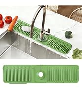 KicthMap 24 Inch Silicone Faucet Mat for Kitchen Sink Splash Guard Folding Faucet Mat with Button...