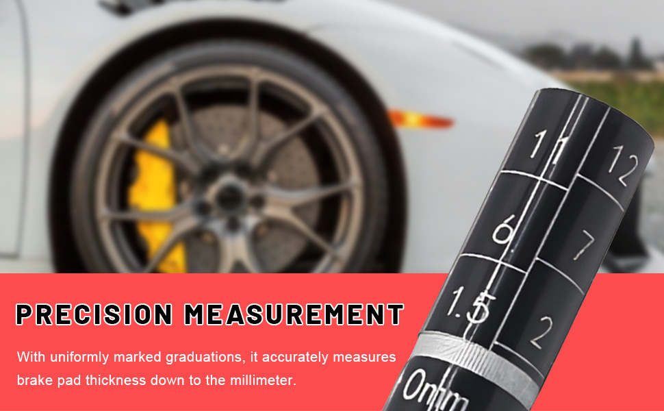 Accurately measures brake pad thickness with millimeter-level precision.