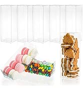 Peohud 80 Pieces Clear Boxes for Favors, Transparent Candy Gift Cube Boxes, Plastic Macaron Choco...