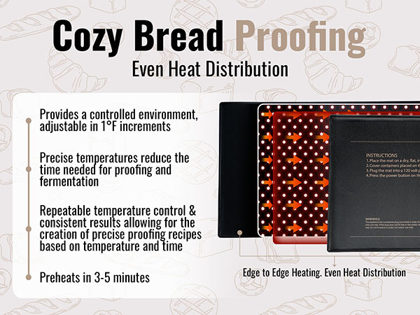 proofing mat, bread proofing mat, dough proofing mat, heating mat for proofing bread, bread baking 