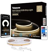 Tatazone Smart White COB Led Strip Light with App, 16.4ft 3000K Bright Warm White Wifi COB Light ...