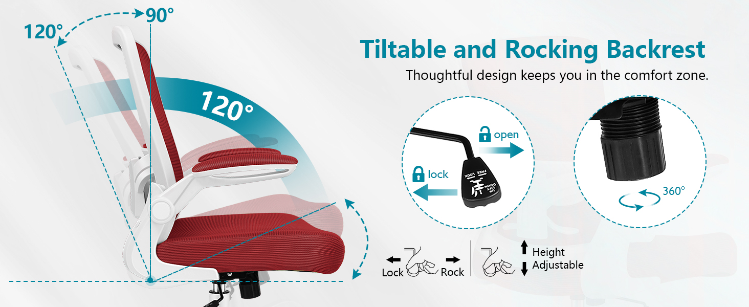 tiltable and rocking backrest