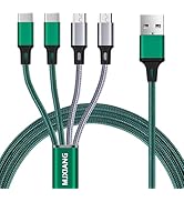 MJXIANG Multi Charging Cable[3A 4Ft 2-Pack],Nylon Braided 4 in 1 USB with 2 Type C/2 Micro USB Co...
