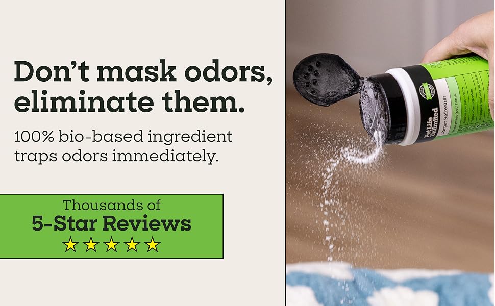 Carpet powder sprinkled on a pet bed. Eliminate odors