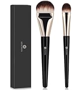 KINGMAS 2Pcs Foundation Makeup Brush, Premium Under Eye Nose Contour Brush, Flat Tongue-Shape Con...