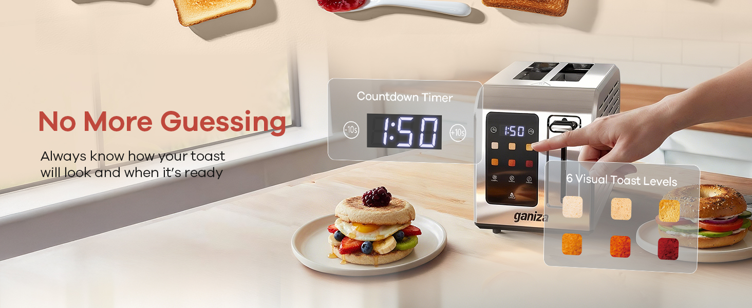 smart toaster 2 slice digital countdown timer