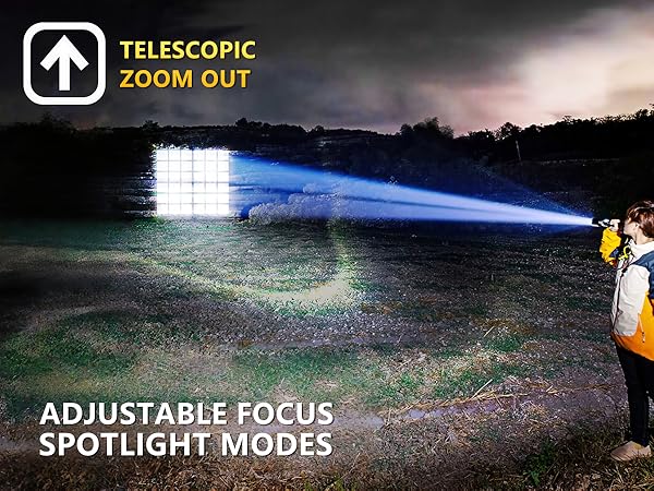 600m Long-Range Spotlight – See clearly at extreme distances (ideal for hunting/search &amp; rescue)