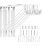6PCS Heavy Duty White Closet Rod Brackets 11 x 11 Inch,1-3/8Inch Diameter Shelf and Rod Bracket H...