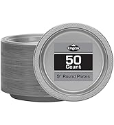 Hanna K. Signature Collection Silver Plastic Plates 9 Inch - 50 count - Plastic Solid Round Party...