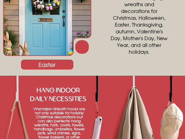 12 in Wreath Hanger Wreath Hangers for Front Door 2 Pack Wreaths Hangers Hook Over The Door Hook