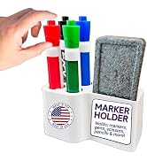 Storage Theory Magnetic Dry Erase Marker Holder – Sleek Whiteboard Accessories for Markers &amp; Eras...